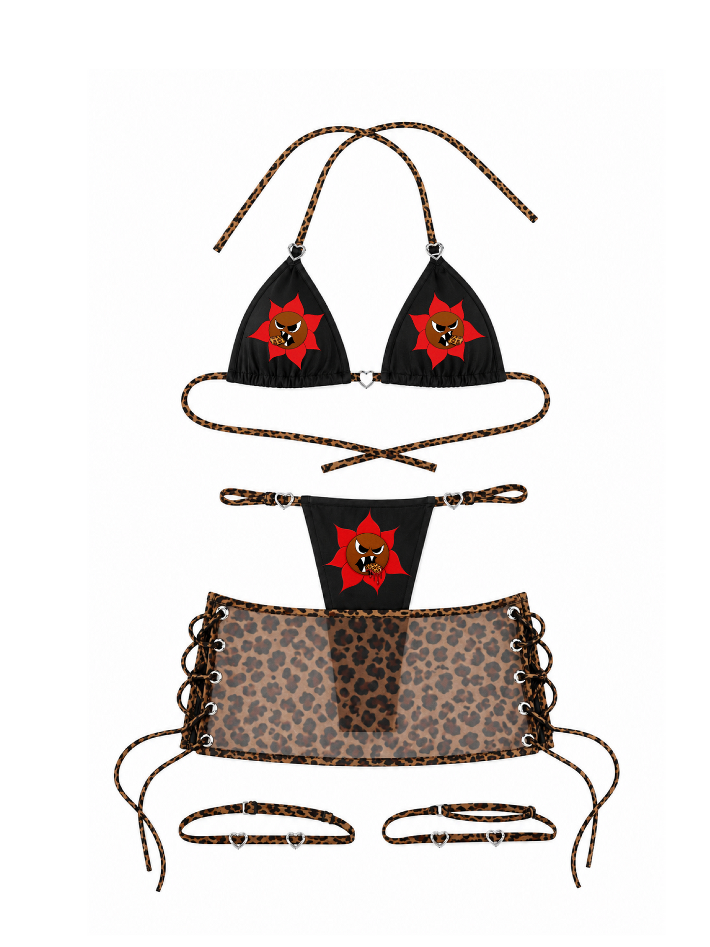 Bloody Cheetah Gurl Swim Set (BLACK)