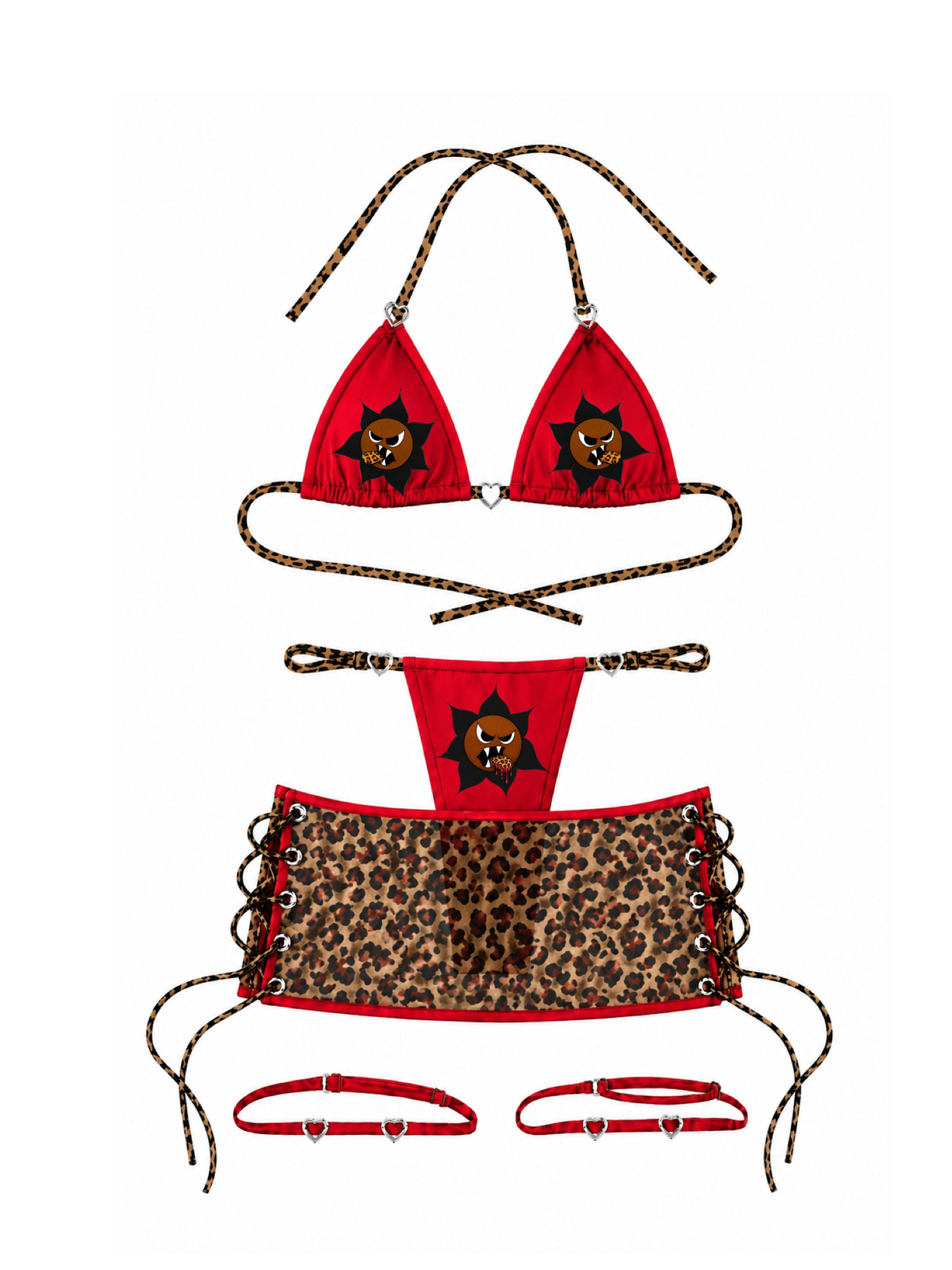 Bloody Cheetah Gurl Swim Set (RED)